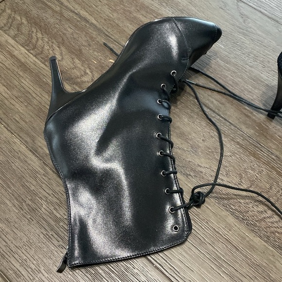 NWT BURJU Moment  Open Toe Lace Up Tongue Ankle Boots | Black | Size 14 - Picture 8 of 9